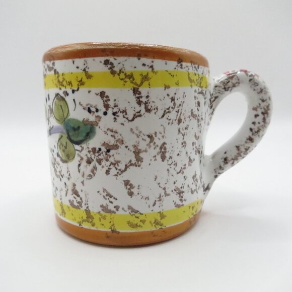 Demitasse Set F.I.C. Deruta Italy Cups Tray Majolica Floral Terracotta Tin Glaze - Picture 7 of 16